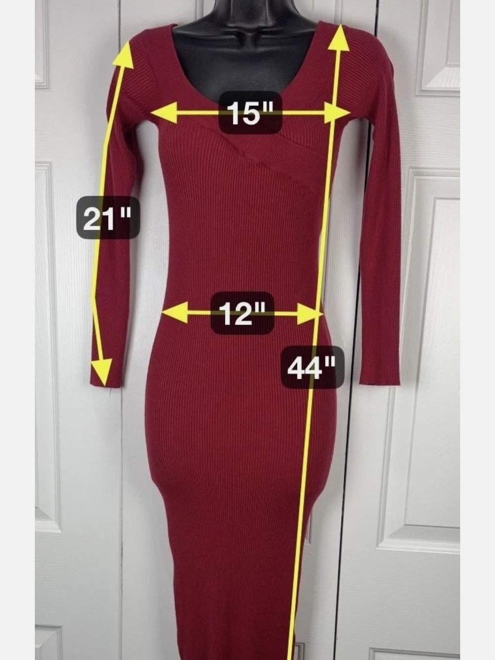 Forever 21 Ribbed Sweater Bodycon Midi Dress in Wine Red - Picture 4 of 5
